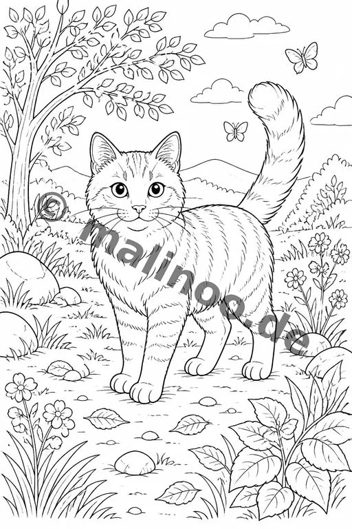 Katzen Malbuch 20 Ausmalbilder gedruckt+lose – Vorschaubild 1