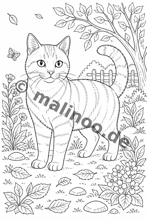 Katzen Malbuch 20 Ausmalbilder gedruckt+lose – Vorschaubild 1