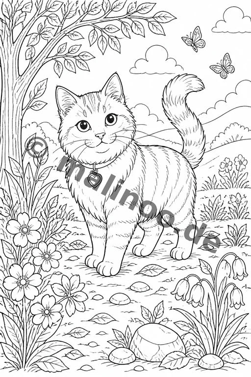 Katzen Malbuch 20 Ausmalbilder gedruckt+lose – Vorschaubild 1