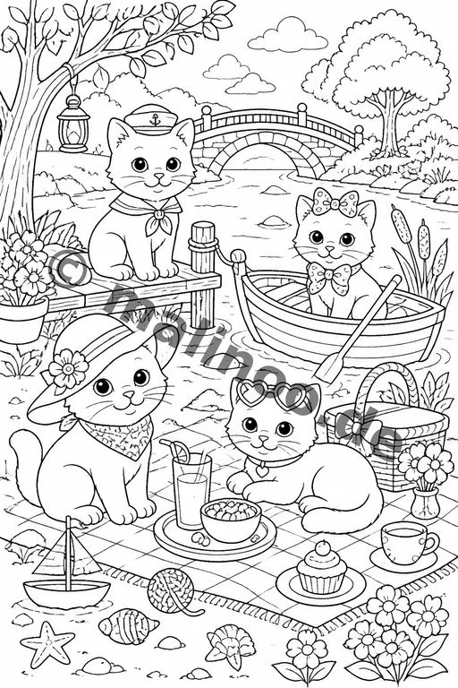 Katzen Malbuch 20 Ausmalbilder gedruckt+lose – Vorschaubild 2