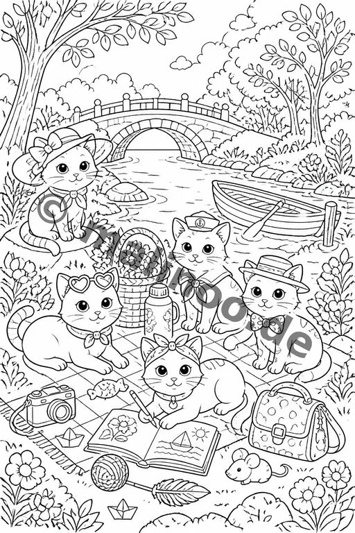 Katzen Malbuch 20 Ausmalbilder gedruckt+lose – Vorschaubild 2