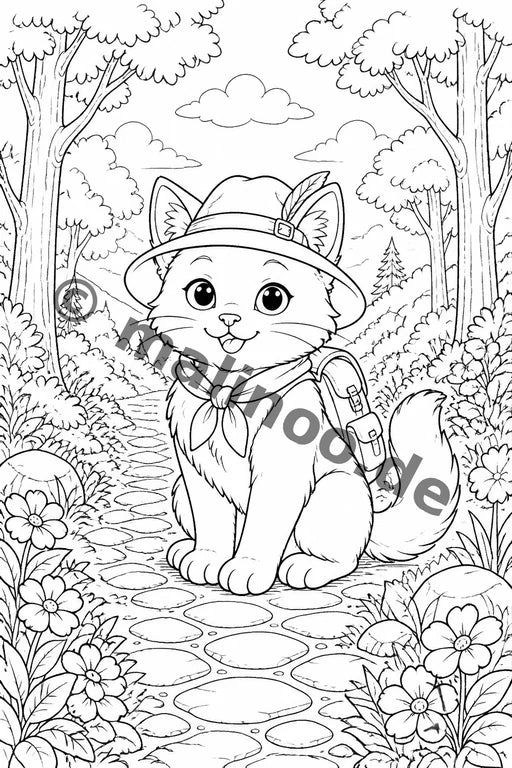 Katzen Malbuch 20 Ausmalbilder gedruckt+lose – Vorschaubild 3