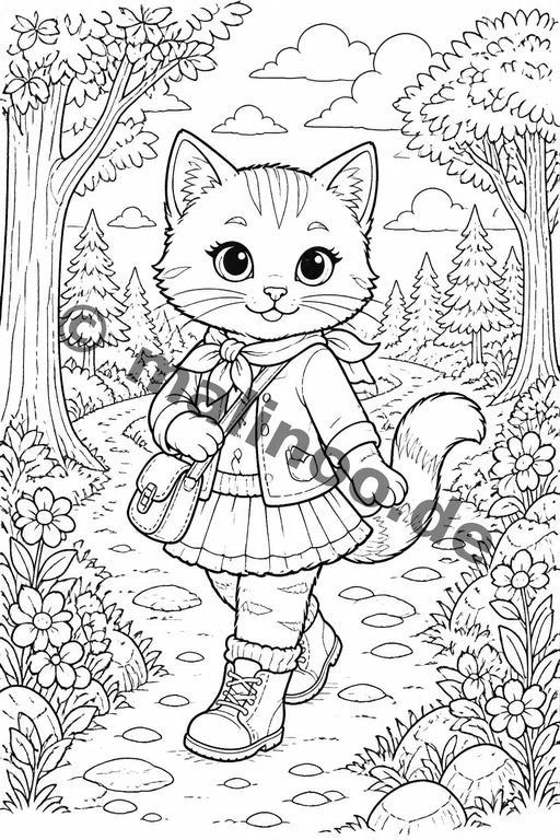 Katzen Malbuch 20 Ausmalbilder gedruckt+lose – Vorschaubild 3
