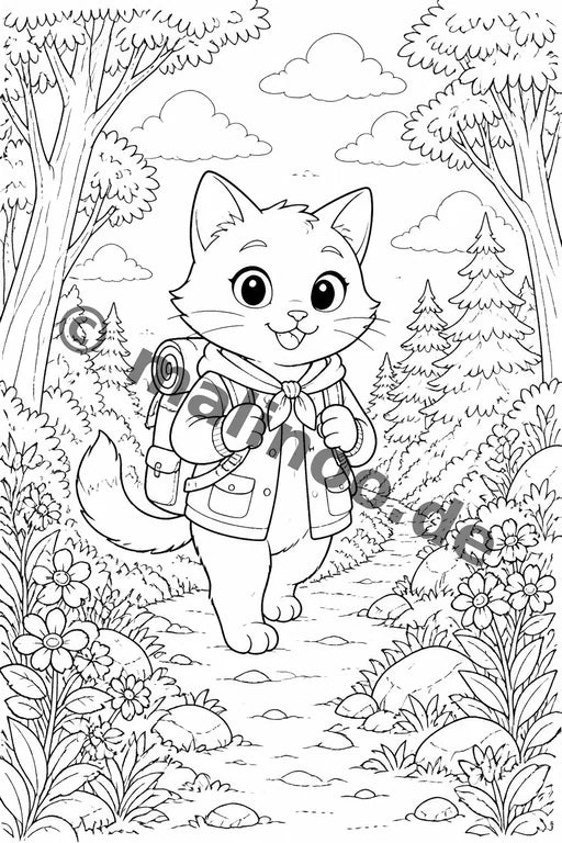 Katzen Malbuch 20 Ausmalbilder gedruckt+lose – Vorschaubild 3