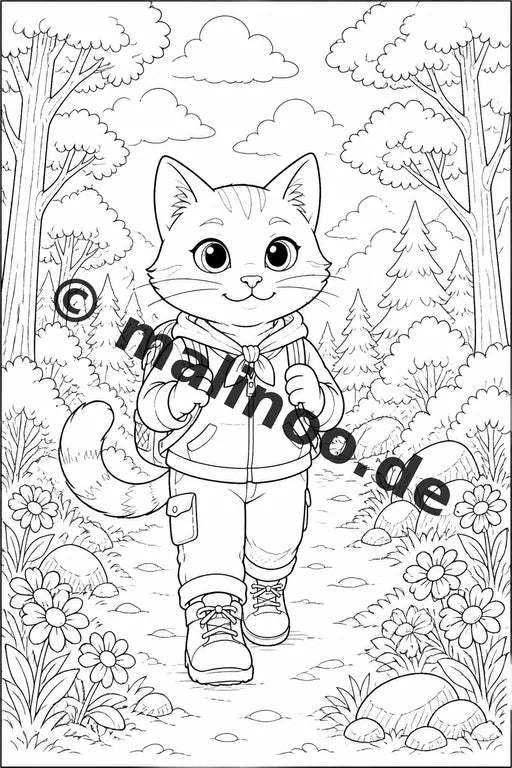 Katzen Malbuch 20 Ausmalbilder gedruckt, ungebunden – Vorschaubild 3