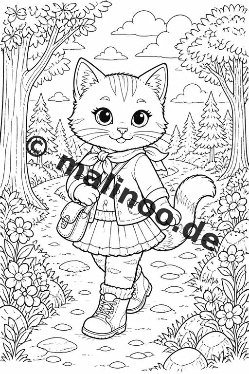 Katzen Malbuch 20 Ausmalbilder gedruckt, ungebunden – Vorschaubild 3