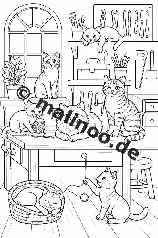 Katzen Malbuch 20 Ausmalbilder gedruckt, ungebunden – Vorschaubild 4