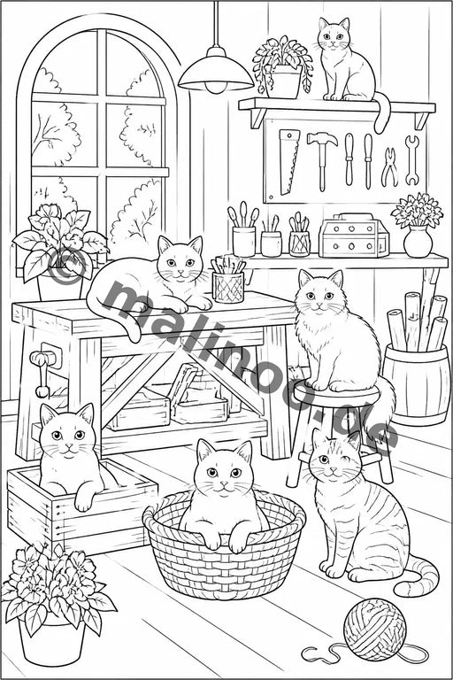 Katzen Malbuch 20 Ausmalbilder gedruckt+lose – Vorschaubild 4