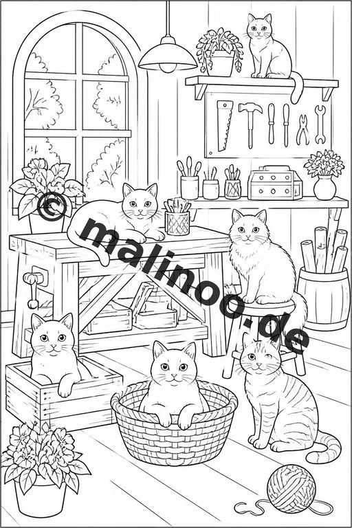 Katzen Malbuch 20 Ausmalbilder gedruckt, ungebunden – Vorschaubild 4