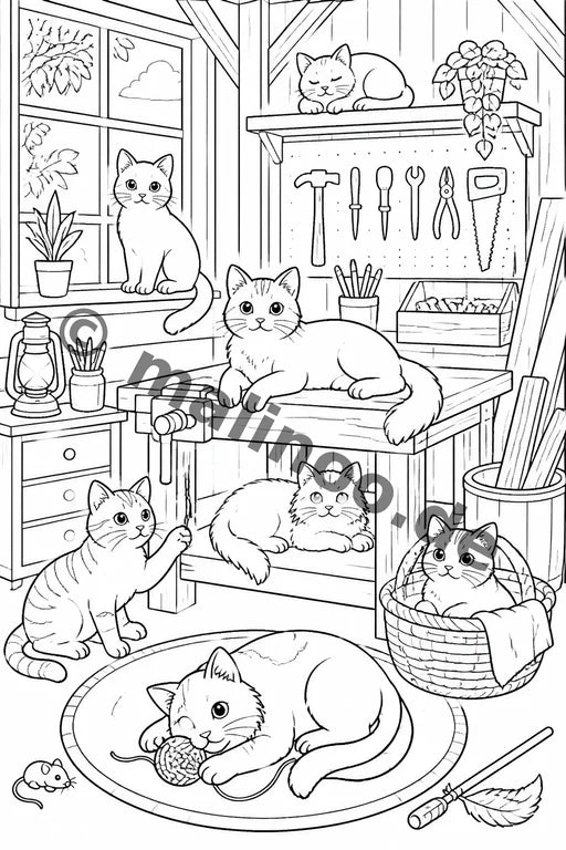 Katzen Malbuch 20 Ausmalbilder gedruckt+lose – Vorschaubild 4