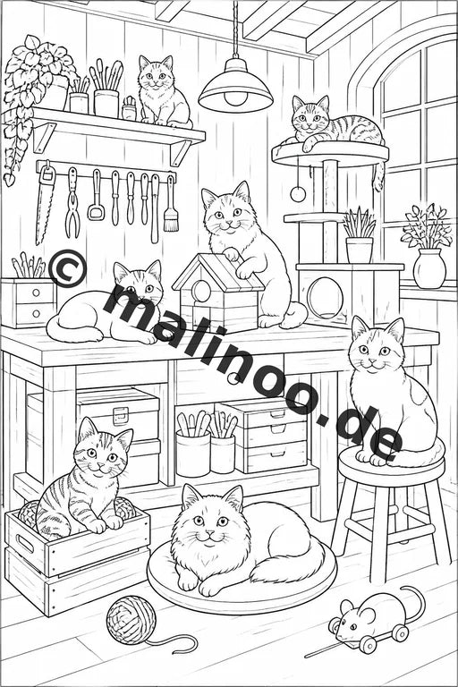 Katzen Malbuch 20 Ausmalbilder gedruckt, ungebunden – Vorschaubild 4
