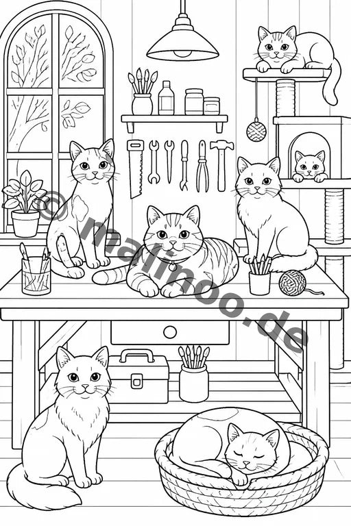 Katzen Malbuch 20 Ausmalbilder gedruckt+lose – Vorschaubild 4