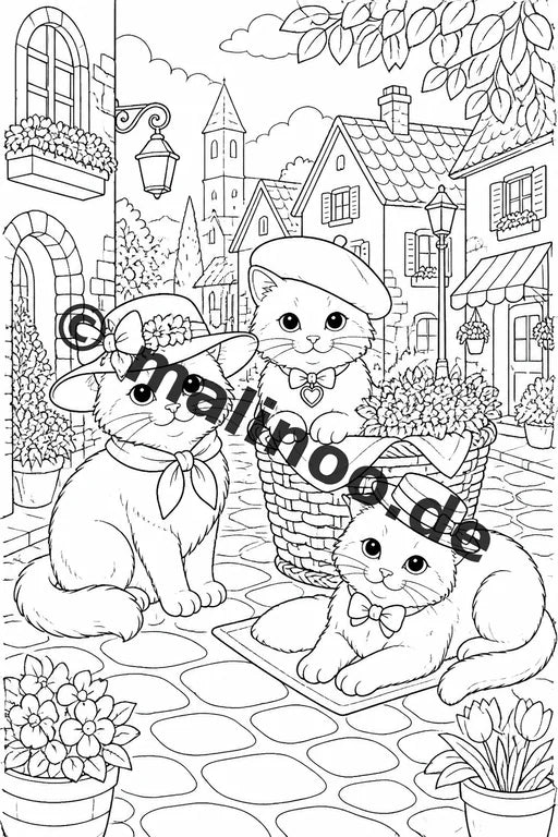 Katzen Malbuch 20 Ausmalbilder gedruckt, ungebunden – Vorschaubild 5
