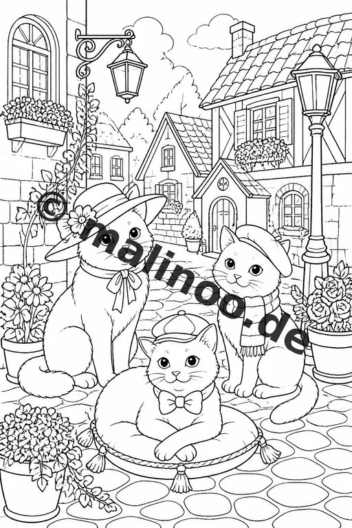 Katzen Malbuch 20 Ausmalbilder gedruckt, ungebunden – Vorschaubild 5