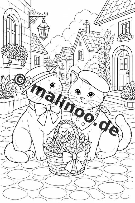 Katzen Malbuch 20 Ausmalbilder gedruckt, ungebunden – Vorschaubild 5