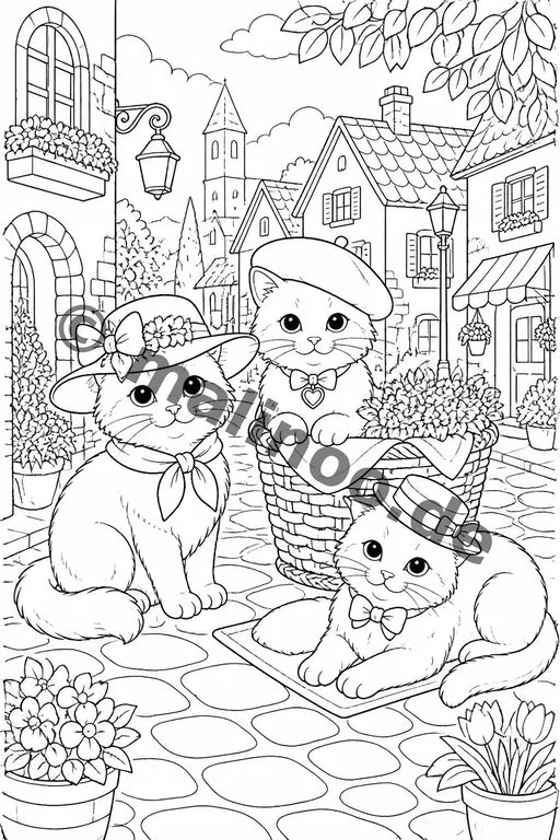 Katzen Malbuch 20 Ausmalbilder gedruckt+lose – Vorschaubild 5
