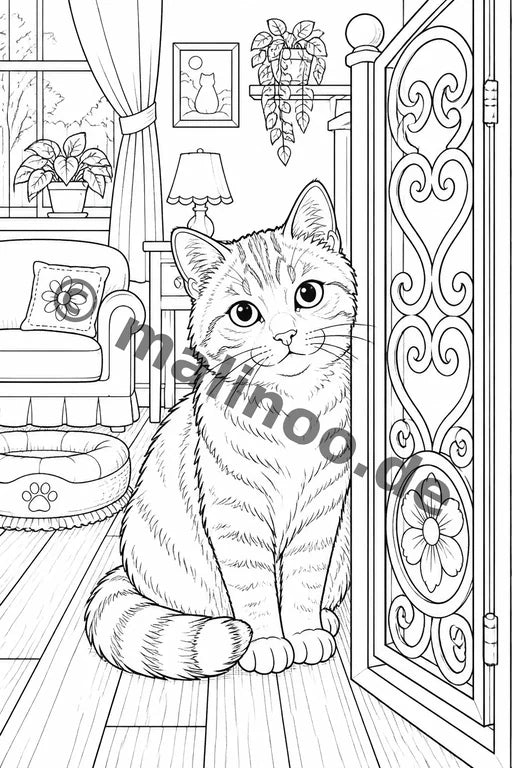 Katzen Malbuch 20 Ausmalbilder gedruckt+lose – Vorschaubild 6