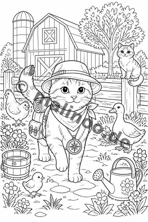 Katzen Malbuch 20 Ausmalbilder gedruckt+lose – Vorschaubild 7