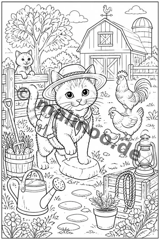 Katzen Malbuch 20 Ausmalbilder gedruckt+lose – Vorschaubild 7