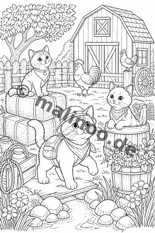Katzen Malbuch 20 Ausmalbilder gedruckt+lose – Vorschaubild 7