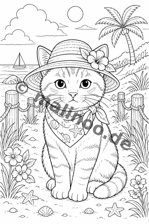 Katzen Malbuch 20 Ausmalbilder gedruckt+lose – Vorschaubild 8