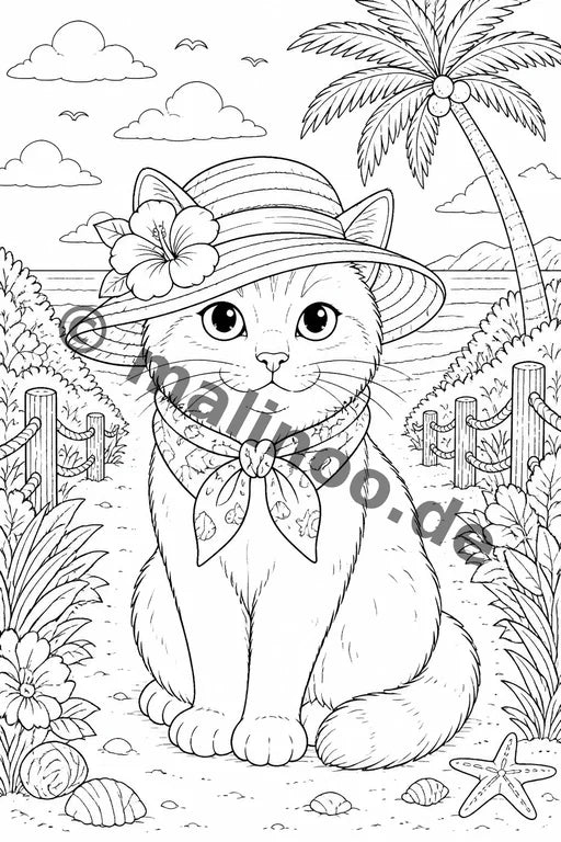 Katzen Malbuch 20 Ausmalbilder gedruckt+lose – Vorschaubild 8