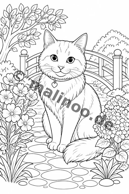 Katzen Malbuch 20 Ausmalbilder gedruckt+lose – Vorschaubild 9