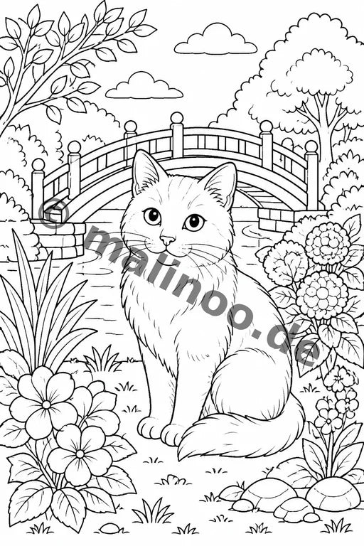 Katzen Malbuch 20 Ausmalbilder gedruckt+lose – Vorschaubild 9