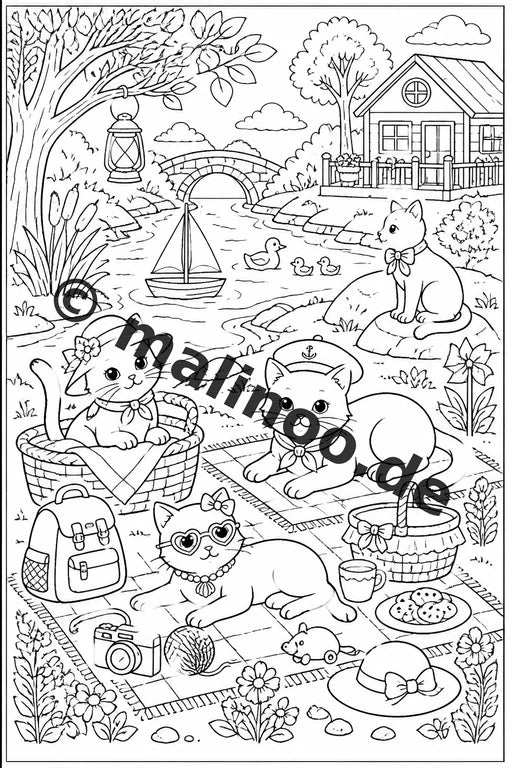 Katzen Malbuch 50 Ausmalbilder gedruckt und gebunden – Vorschaubild 2