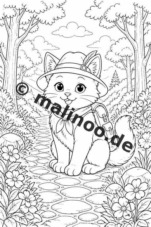 Katzen Malbuch 50 Ausmalbilder gedruckt und gebunden – Vorschaubild 3