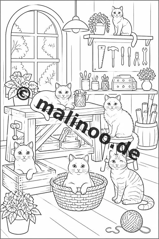 Katzen Malbuch 50 Ausmalbilder gedruckt und gebunden – Vorschaubild 4