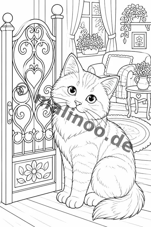 Katzen Malbuch 50 Ausmalbilder gedruckt+gebunden – Vorschaubild 6