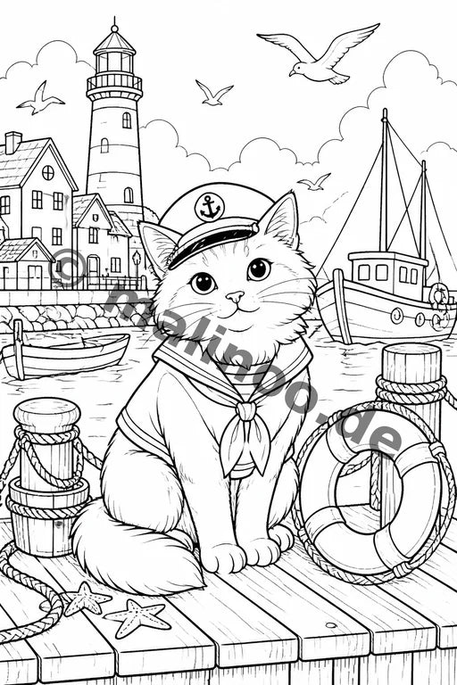 Katzen Malbuch 50 Ausmalbilder gedruckt+lose – Vorschaubild 10