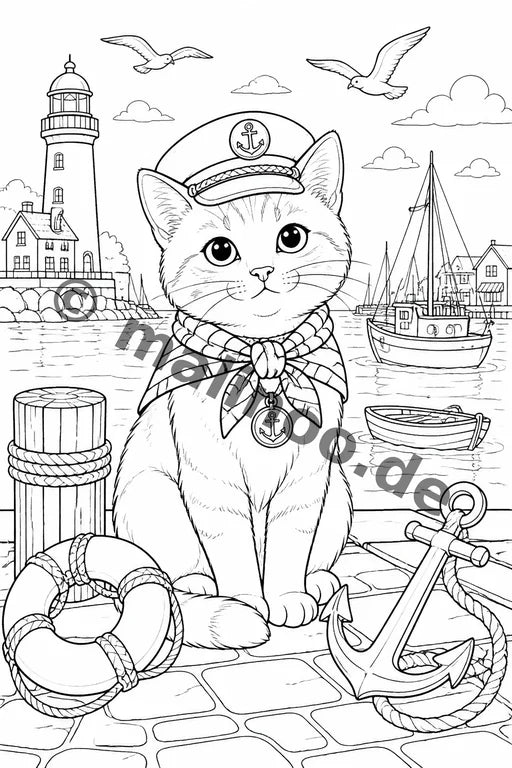 Katzen Malbuch 50 Ausmalbilder gedruckt+lose – Vorschaubild 10