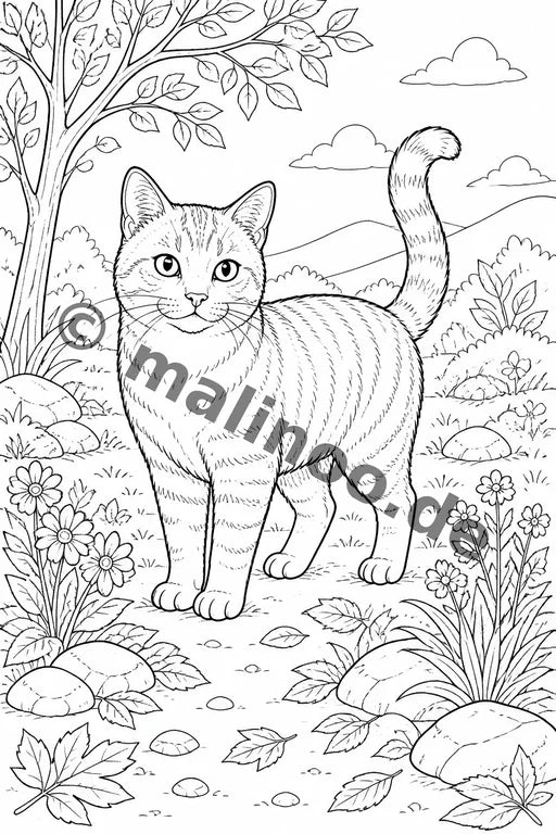 Katzen Malbuch 50 Ausmalbilder gedruckt+lose – Vorschaubild 1