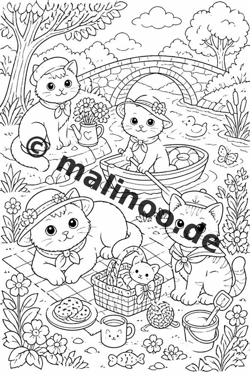 Katzen Malbuch 50 Ausmalbilder gedruckt, ungebunden – Vorschaubild 2