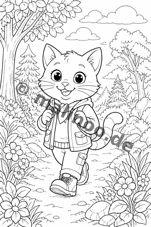 Katzen Malbuch 50 Ausmalbilder gedruckt+lose – Vorschaubild 3