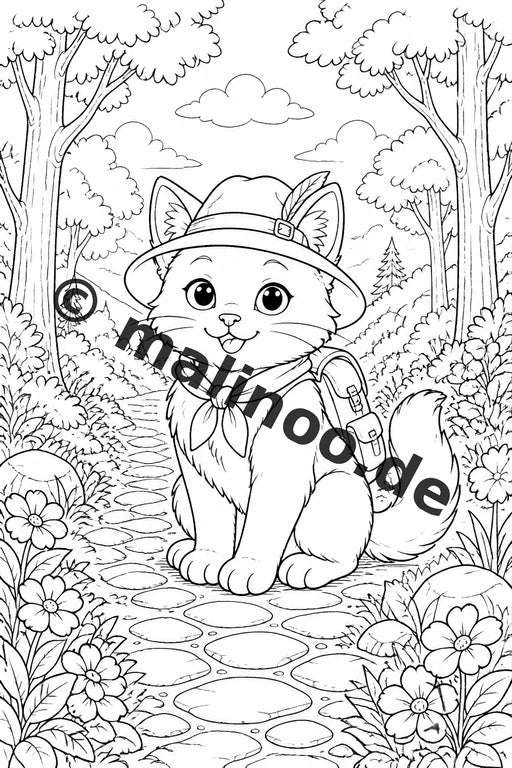 Katzen Malbuch 50 Ausmalbilder gedruckt, ungebunden – Vorschaubild 3