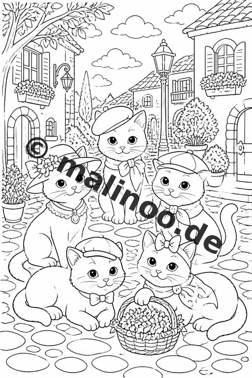 Katzen Malbuch 50 Ausmalbilder gedruckt, ungebunden – Vorschaubild 5