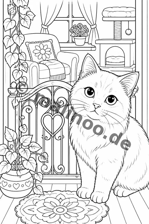 Katzen Malbuch 50 Ausmalbilder gedruckt+lose – Vorschaubild 6