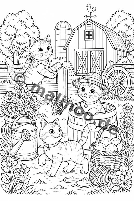 Katzen Malbuch 50 Ausmalbilder gedruckt+lose – Vorschaubild 7