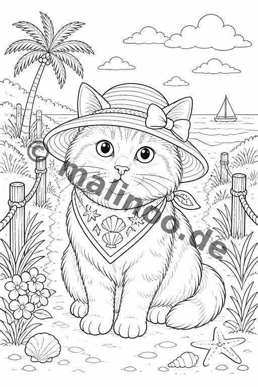 Katzen Malbuch 50 Ausmalbilder gedruckt+lose – Vorschaubild 8