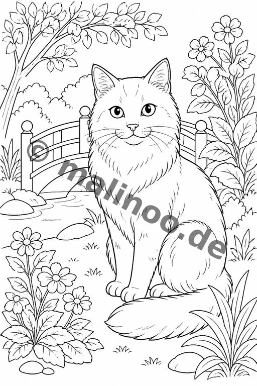 Katzen Malbuch 50 Ausmalbilder gedruckt+lose – Vorschaubild 9