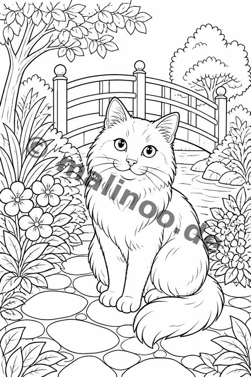 Katzen Malbuch 50 Ausmalbilder gedruckt+lose – Vorschaubild 9