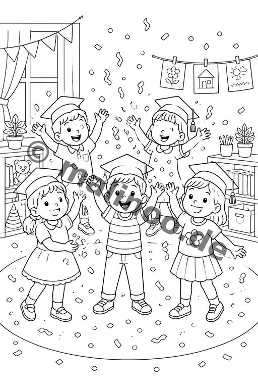 Kindergarten-Abschied Malbuch 20 Ausmalbilder PDF Download – Vorschaubild 1