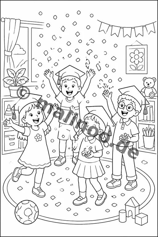 Kindergarten-Abschied Malbuch 20 Ausmalbilder PDF Download – Vorschaubild 1