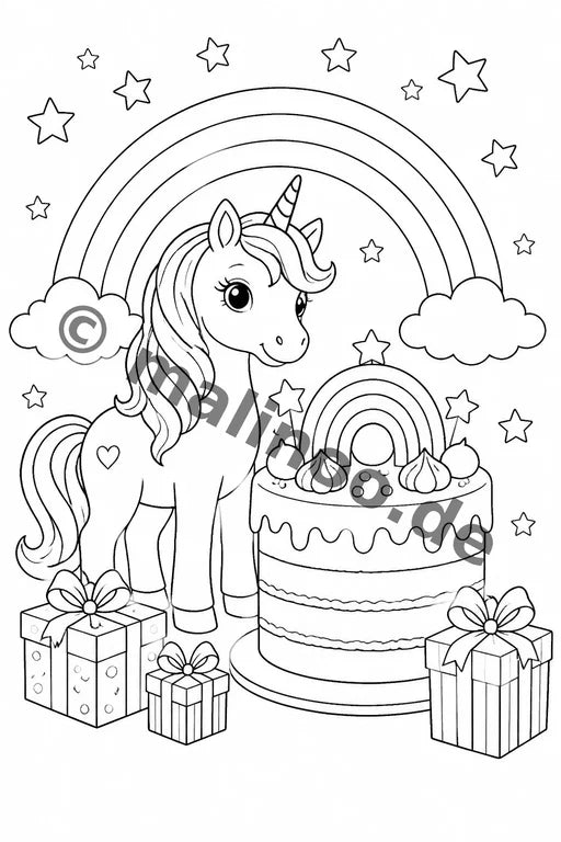 Kindergeburtstag Malbuch 100 Ausmalbilder PDF Download – Vorschaubild 3