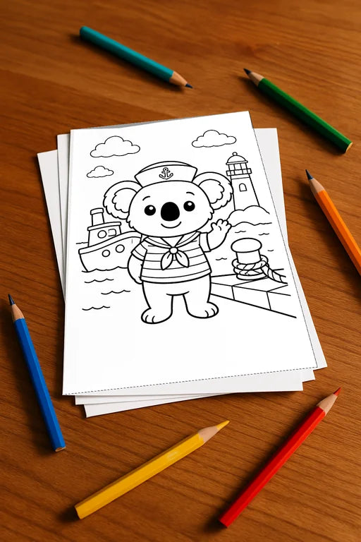 Koala's Malbuch 50 Ausmalbilder gedruckt+lose – Mockup-Ansicht
