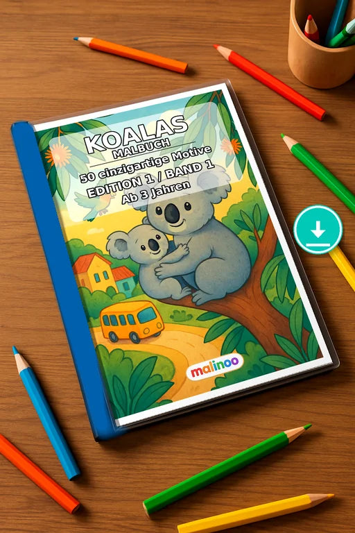 Koalas Malbuch 50 Ausmalbilder PDF Download – Mockup-Ansicht