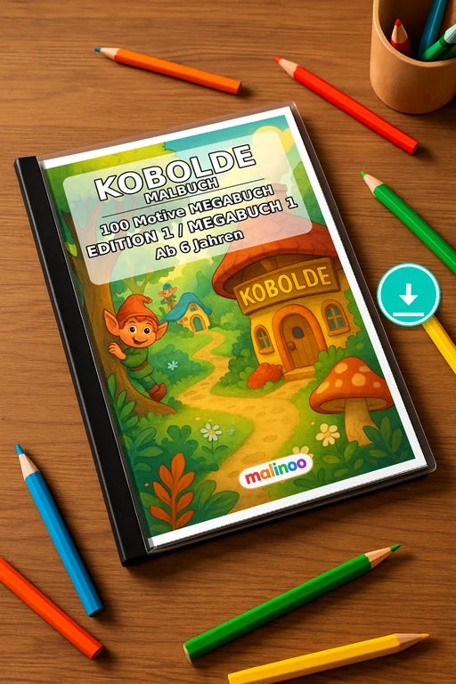 Kobolde Malbuch 100 Ausmalbilder PDF Download – Mockup-Ansicht